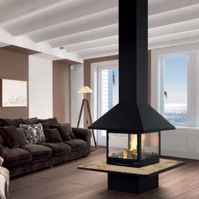 Камин Vulcano, со стеклом, полка-под мрамор, черный (Traforart)_0 Камин Vulcano, со стеклом, полка-под мрамор, черный (Traforart)_0