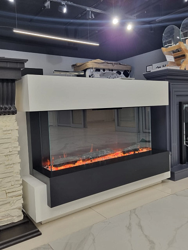 Каминокомплект Cube 36 - Белый с черным с очагом Astra 36 RF (выставочный образец)_0 Каминокомплект Cube 36 - Белый с черным с очагом Astra 36 RF (выставочный образец)_0