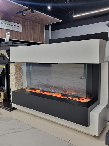 Каминокомплект Cube 36 - Белый с черным с очагом Astra 36 RF (выставочный образец)_2 Каминокомплект Cube 36 - Белый с черным с очагом Astra 36 RF (выставочный образец)_2